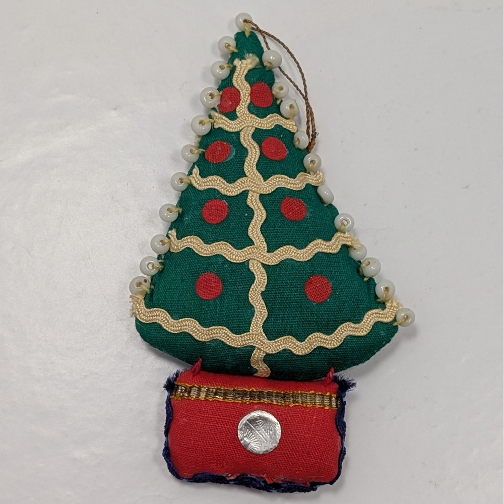 VTG Handmade Christmas Tree Ornament Plush Fabric Crafted Holiday Decoration